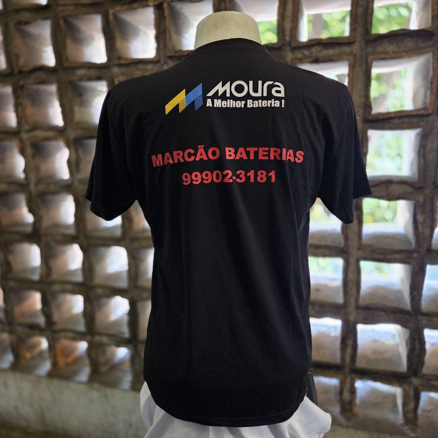 Camiseta corporativa Marcão Baterias costas